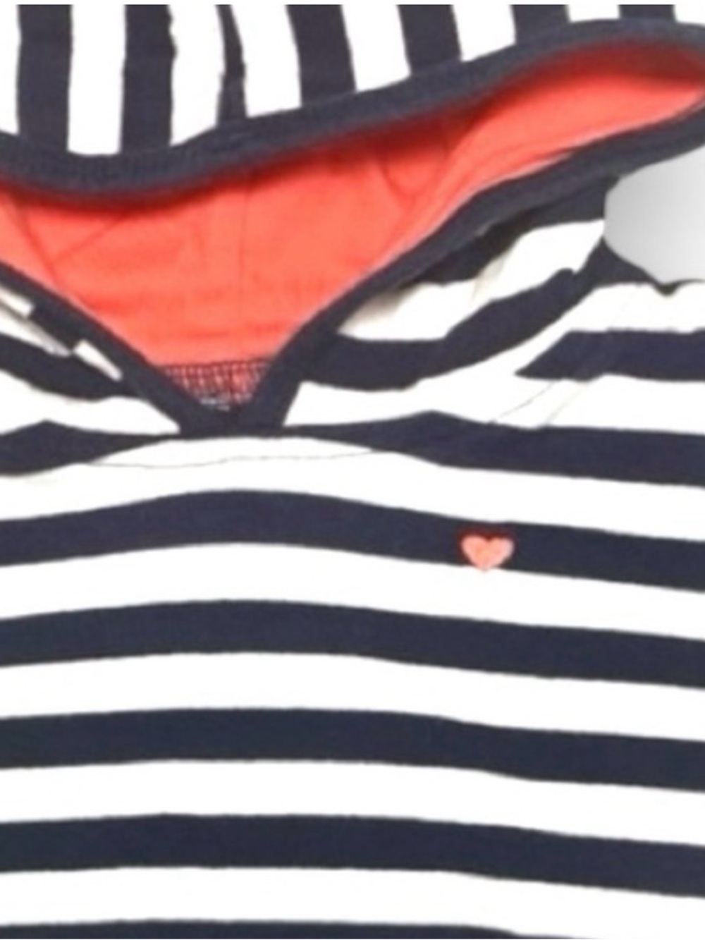 Carter’s Girls 18M Navy White Striped Cotton Hoodie Coral Heart - Picture 4 of 6